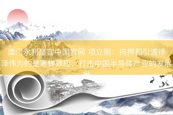 澳门永利皇宫中国官网 项立刚:拘押和引渡徐泽伟为的是寒蝉效应,打击中国半导体产业的发展
