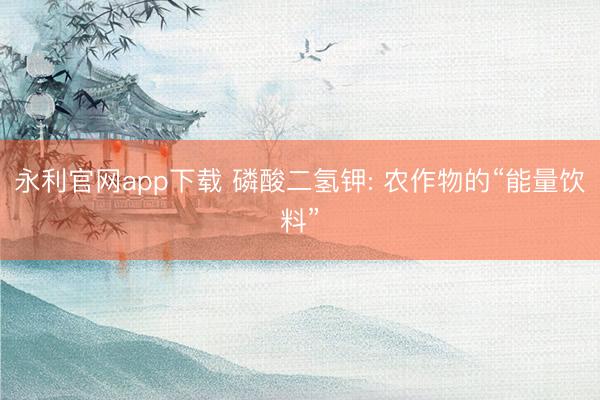 永利官网app下载 磷酸二氢钾: 农作物的“能量饮料”