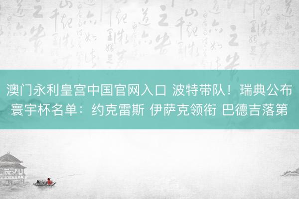 澳门永利皇宫中国官网入口 波特带队！瑞典公布寰宇杯名单：约克雷斯 伊萨克领衔 巴德吉落第
