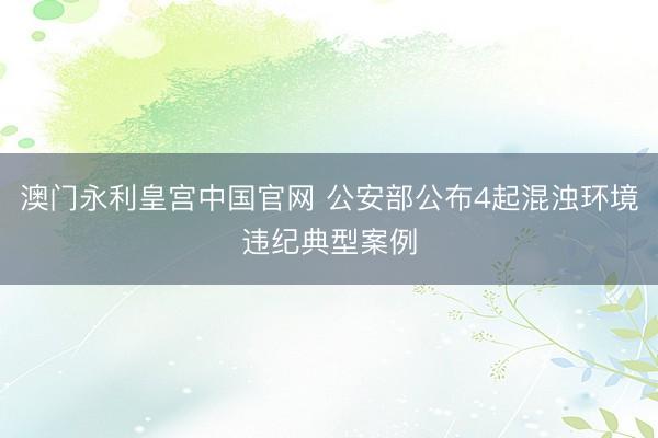澳门永利皇宫中国官网 公安部公布4起混浊环境违纪典型案例