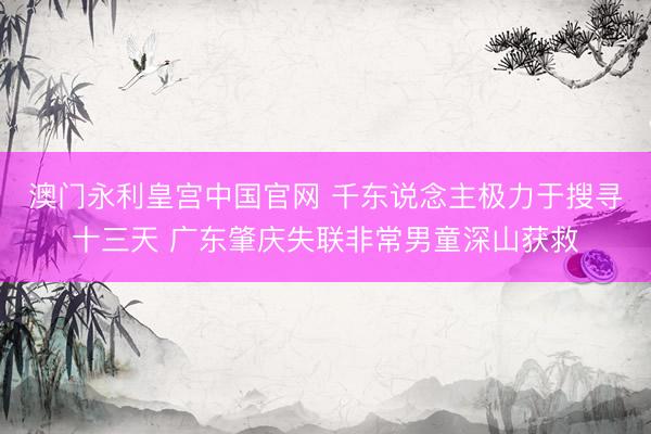 澳门永利皇宫中国官网 千东说念主极力于搜寻十三天 广东肇庆失联非常男童深山获救