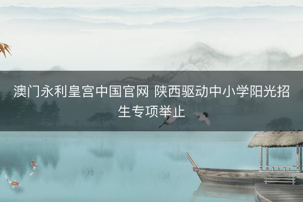 澳门永利皇宫中国官网 陕西驱动中小学阳光招生专项举止